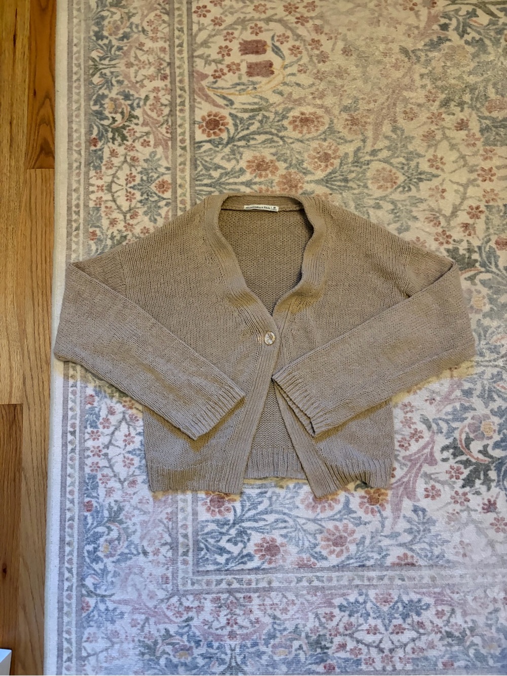Abercrombie & Fitch Taupe Cropped Button-Front Cardigan